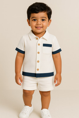 peeloo Boys Casual Shirt Shorts(BLUE & WHITE)