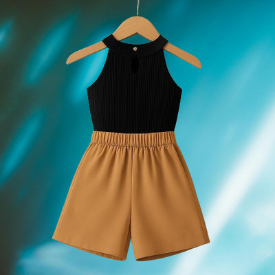 RIYANSHI Girls Casual Top Skirt(Black, Brown)