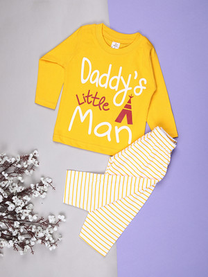 V-MART Baby Boys Casual T-shirt Pyjama(Golden)