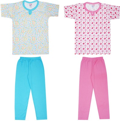 Vivin Girls Casual T-shirt Pyjama(Multicolor10)