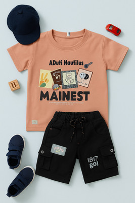 karnika Boys Casual T-shirt Shorts(Peach)