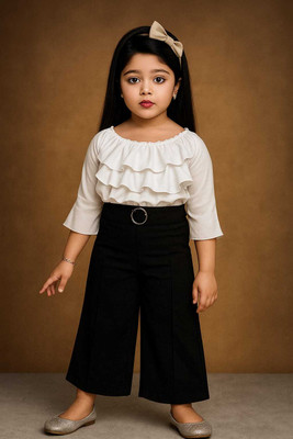 UmBri fashion Girls Casual Top Pant(White)