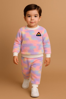 A J FASHION PVT LTD Baby Boys & Baby Girls Party(Festive) Sweatshirt Trouser(Pink)