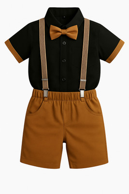 Bleckz Someak Baby Boys & Baby Girls Party(Festive) Shirt Shorts(Khakhi)