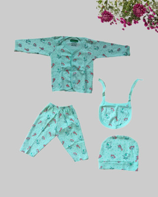 tiny tikoo Baby Boys & Baby Girls Casual Shirt Pant, Cap, Bib(Green)