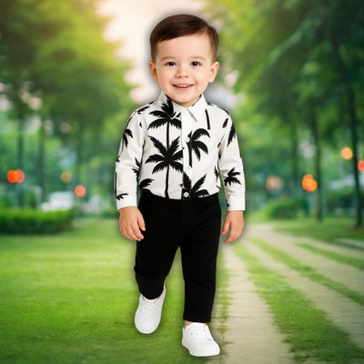 menvy Baby Boys Party(Festive) Shirt Pant(WHITE FLOWSOME PATTERN)