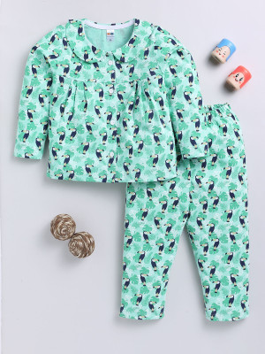 LITTLE NINJA Girls Casual Top Pyjama(GREEN)