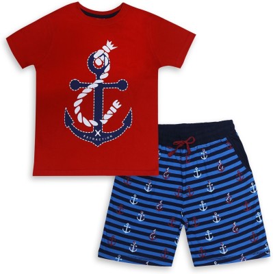 Ariel Boys Casual T-shirt Shorts(Red)