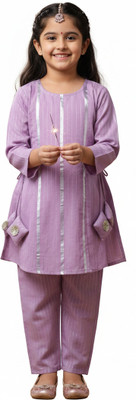 Rangi Saga Baby Girls Party(Festive) Kurta Pant(Lavender)