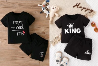 Shrebala Baby Boys & Baby Girls Party(Festive) T-shirt Shorts(KING, MOM+DAD)