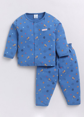 Dollar Baby Boys Printed Blue Shirt & Pyjama set