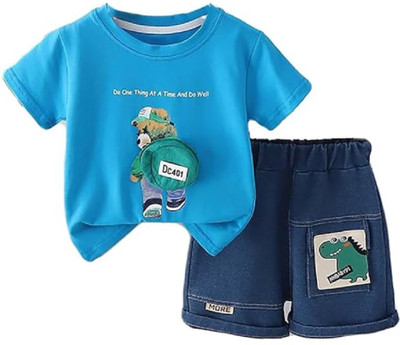 Bold N Elegant Baby Boys & Baby Girls Casual T-shirt Shorts(Blue)