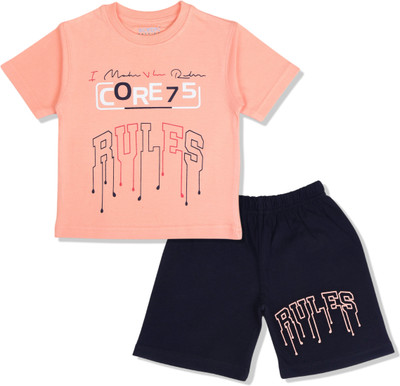 Worton Fashion Baby Boys Casual T-shirt Shorts(Peach)