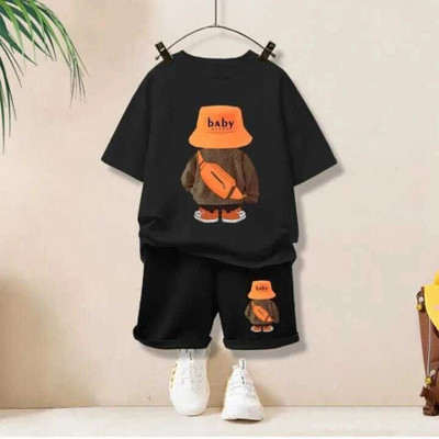 Z COLLECTION Boys & Girls Casual T-shirt Shorts(Black)