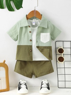 THREADNEST Baby Boys Party(Festive) Bodysuit Shirt, Shorts(Pista)