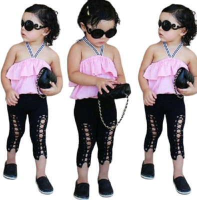 Kwikk Baby Girls Party(Festive) Top Capri(Pink)