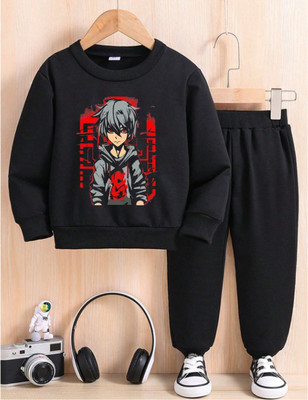GCYX Boys Casual T-shirt Track Pants(Black)