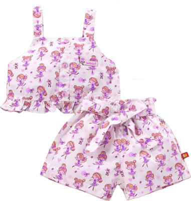 HouseOfCommon Baby Girls Casual Top Shorts(PURPLE)