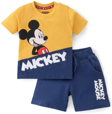 LITTLE KANHA Baby Boys Casual T-shirt Shorts(Mustard)