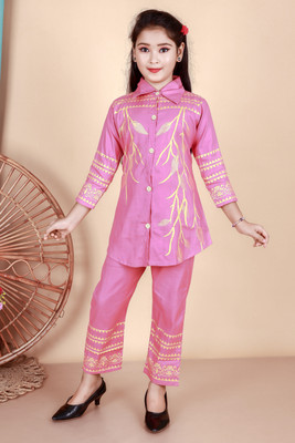 RH HAIKA GARMENT Girls Casual Shirt Pant(LIGHT PINK)