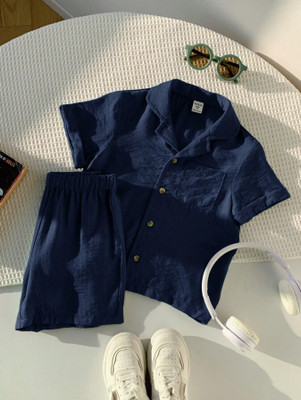 DABHI Baby Boys & Baby Girls Party(Festive) Shirt Shorts(BLUE)