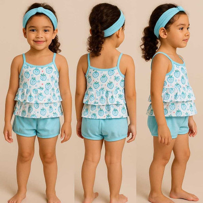 Aqsa Fashion Baby Girls Casual Top Shorts(multicolour)