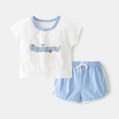 Pink Angel Baby Boys & Baby Girls Doraemon Party(Festive) T-shirt Shorts(Light Blue)