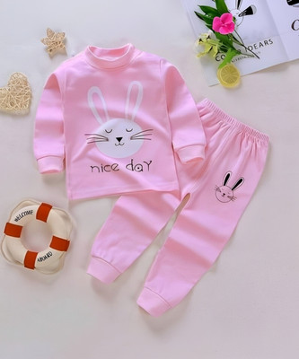 Afreen Creations Baby Girls Casual T-shirt Track Pants(PINK)