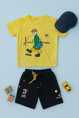 karnika Boys Casual T-shirt Shorts(Yellow)