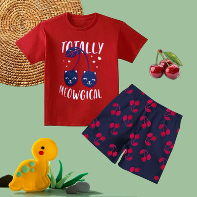 DOODEEKIDS Baby Boys & Baby Girls Casual T-shirt Shorts(Red1)