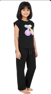 Hindavi Collection Girls Casual Top Pant(Black)