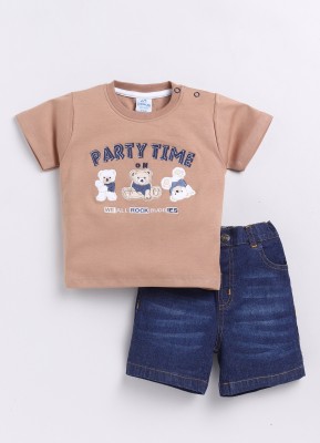 Dollar Baby Boys Casual T-shirt Pant(Fawn-Blue Denim)