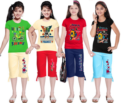 KS KOARRA Girls Casual T-shirt Track Pants(202 MULTICOLOURRS)