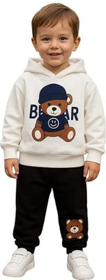 INDHRANI Baby Boys Casual Sweatshirt Pant(White)