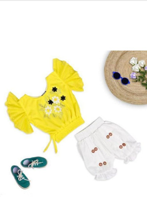 NAJIRADRESSES Baby Girls Casual Top Shorts(Yellow)
