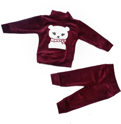 Minionsfashions Girls Casual Top Trouser(maroon)