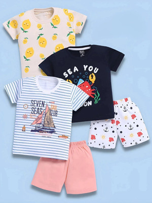 Blushh Berry Boys Casual T-shirt Shorts(Yellow, Pink, Black, White)