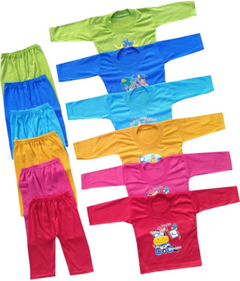WAOKID Baby Boys & Baby Girls Casual T-shirt Pyjama(Multicolor)