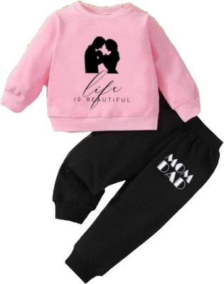 Kirshi Boys & Girls Casual T-shirt Pant(Pink)