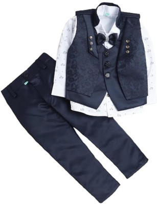 Anishka Creation Boys Festive & Party, Wedding Shirt, Waistcoat and Pant Set(Blue Pack of 1)