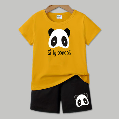 MGRS Baby Boys & Baby Girls Casual T-shirt Shorts(MUSTARD)