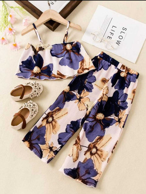 ER LIFE STYLE Baby Girls Casual Top Pant(Brown)