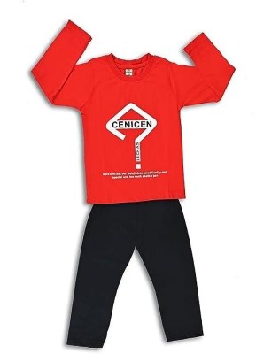 INDHRANI Baby Boys Casual T-shirt Pant(Red)