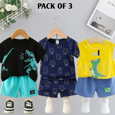 SRP COLLECTION Baby Boys & Baby Girls Casual T-shirt Shorts(BLACK,YELLOW,NAVY BLUE)