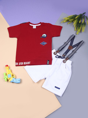 V-MART Boys Casual T-shirt Shorts(Maroon)
