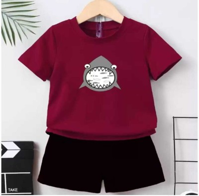 Mitansh Baby Boys & Baby Girls Casual T-shirt Shorts(Maroon)