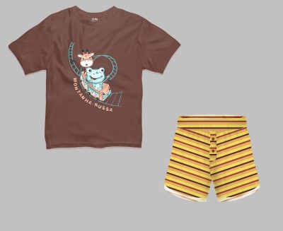 baby boss Baby Boys & Baby Girls Casual T-shirt Shorts(Brown)