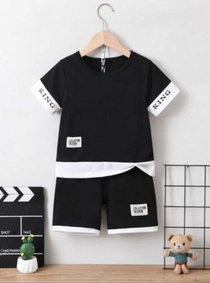 ELPIXIE FASHION Baby Boys & Baby Girls Casual T-shirt Shorts(BLACK)