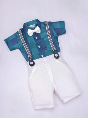 PINGAKSH LIFESTYLE Baby Boys Party(Festive) Dungaree Shirt, Shorts, Suspenders(GREEN)