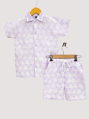 LUCILLE FASHION Girls Casual Shirt Shorts(Purple)